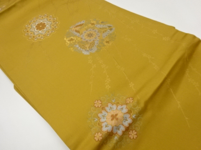 JAPANESE KIMONO / BUTTERFLY PATTERN FLOWER PATTERN WOVEN NAGOYA OBI